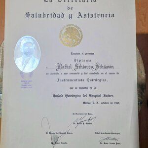 Vintage 1940s–50s Mexican Medical Diplomas w Photos – Hospital Juárez Pair